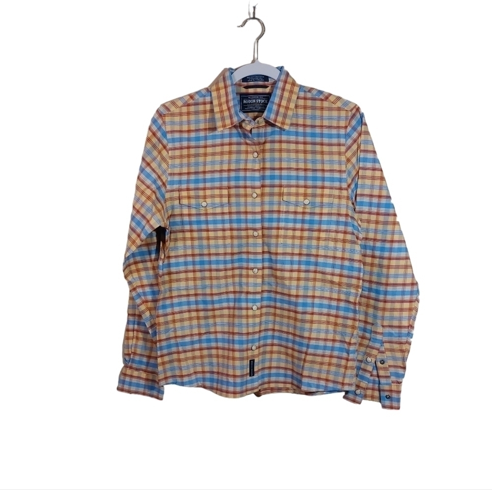 Rough Stock Mens Long Sleeve Button Front Shirt- size S
